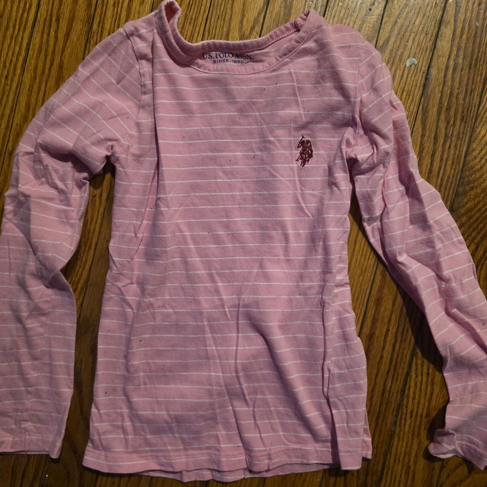 U.S. Polo Assn. Pink & White Striped Long Sleeve Tee